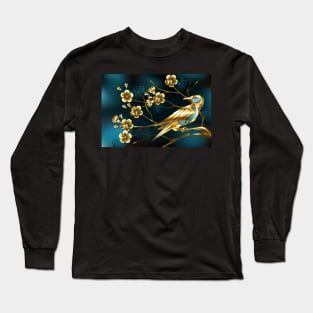 Steampunk Bird with Sakura Long Sleeve T-Shirt